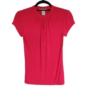 Design History Womens Basic Top, Stretch Casual Shirt, Pullover Dark Pink S NWOT
